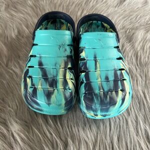 Rugged Shark Clogs Boys Size 5 Blue Marble Sandals Water Shoes Lightweight